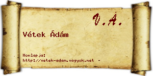 Vétek Ádám névjegykártya
